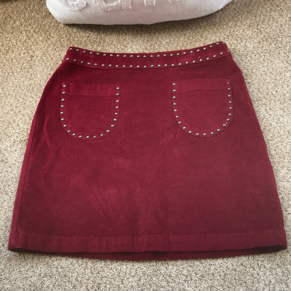 Maroon suede skirt
